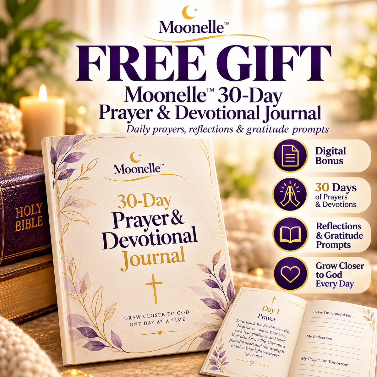 Moonelle™ 30-Day Prayer & Devotional Journal